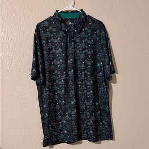 Men's Black and Blue Patterned Shirt